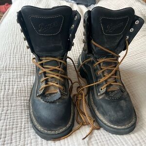 Danner Black Logger Boots with Tan Laces